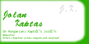 jolan kaptas business card